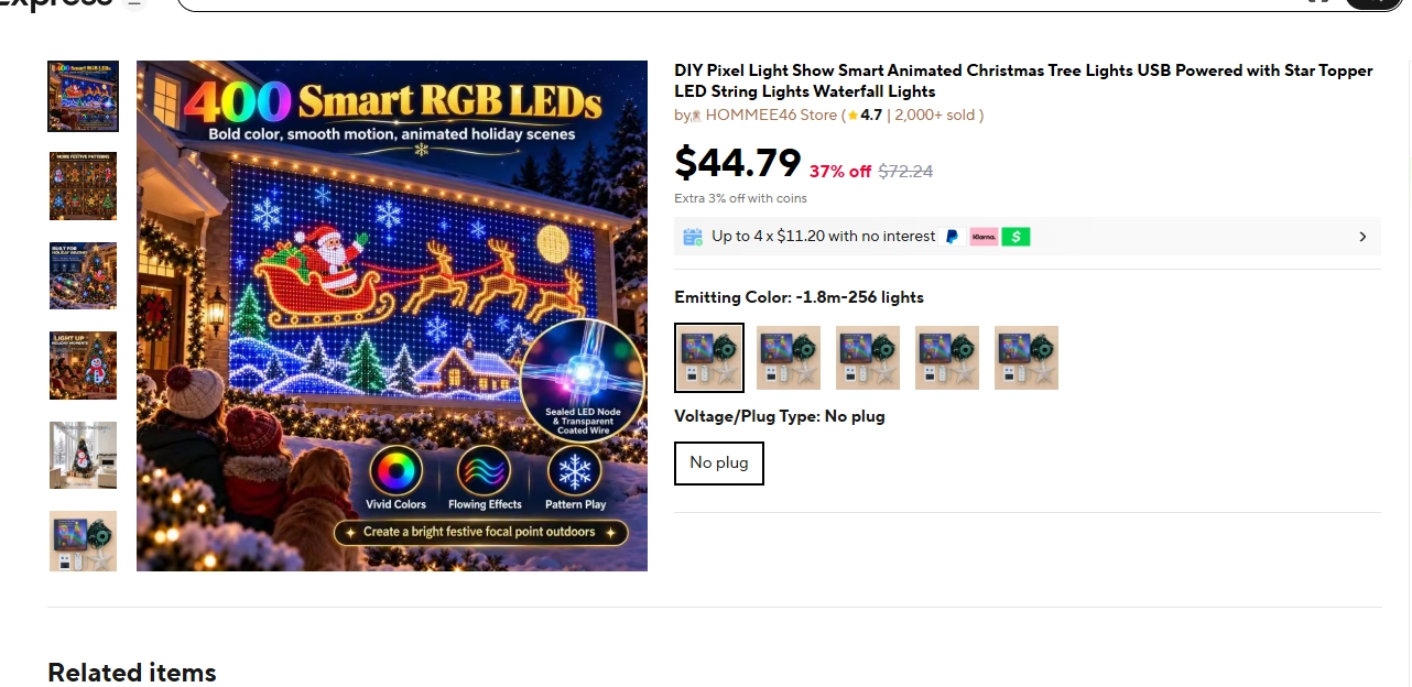 DIY Pixel Light Show Smart Animated Christmas Tree Lights USB Powered with Star Topper LED String Lights Waterfall Lights